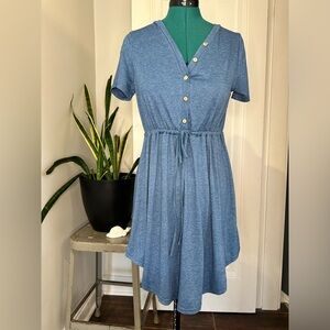 CUPSHE Women Summer Dresses Drawstring Button Front ShortSleeve V Neck Sundress